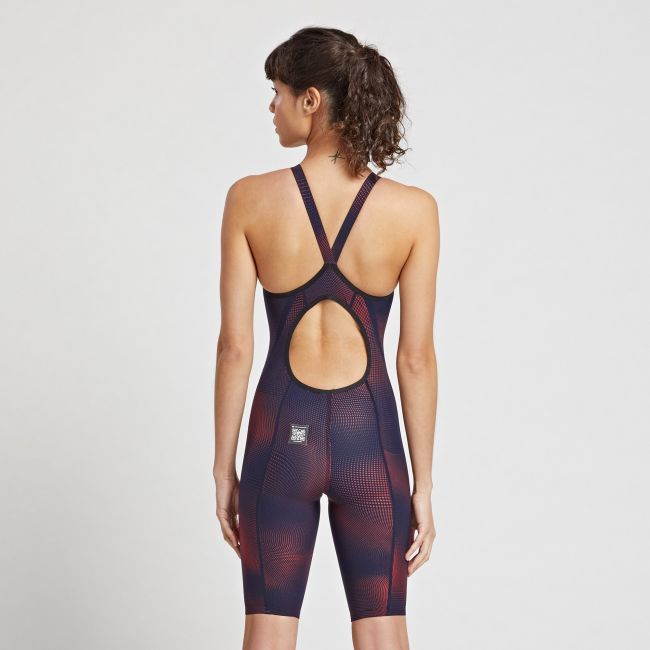 Finis - costum concurs inot dama - HydroX Openback - spate deschis - Bleumarin / roșu