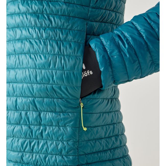 Haglöfs L.I.M Mimic II Hood W – Geacă izolată ultraușoară Mimic cu glugă - Albastru Mountain Teal/Deep Teal