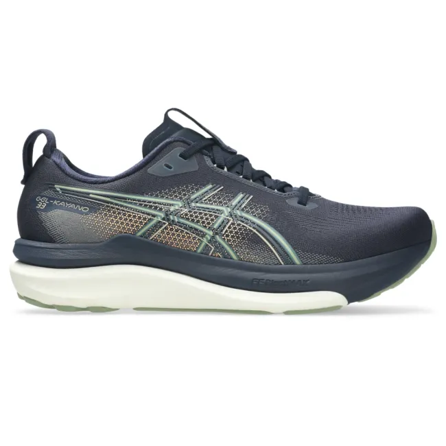 Pantofi alergare stabilitate ASICS GEL-Kayano 33 - bleumarin Midnight | Khaki Green | susținere adaptivă