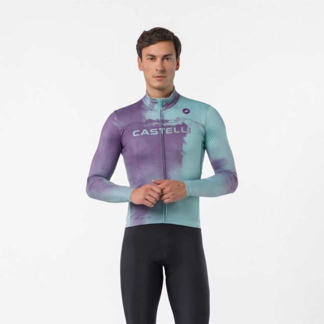 Tricou cu maneca lunga Castelli Nebula Thermo, Mov Inchis/Albastru Pool
