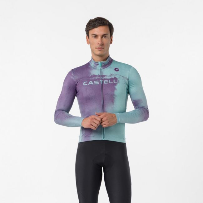 Tricou cu maneca lunga Castelli Nebula Thermo, Mov Inchis/Albastru Pool
