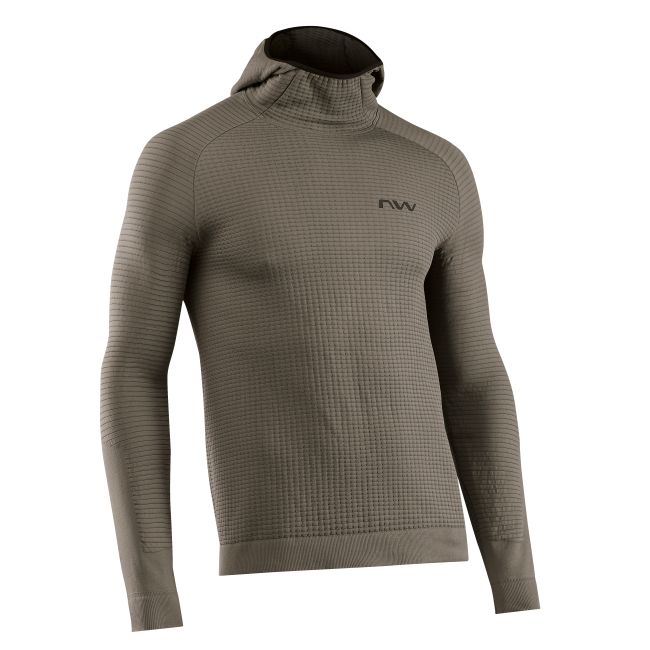 Tricou ciclism Northwave Route Knit lung L/XL cu glugă, verde