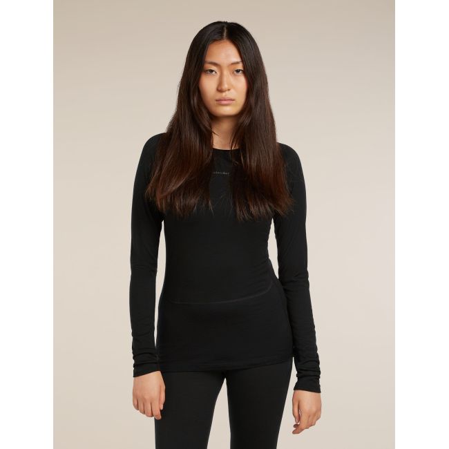Bluza de corp Merino Icebreaker 200 ZoneKnit LS Crewe - negru