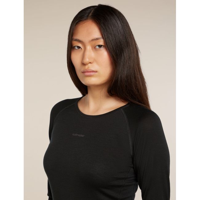 Bluza de corp Merino Icebreaker 200 ZoneKnit LS Crewe - negru
