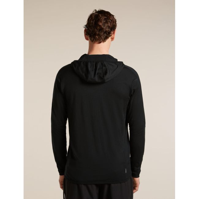Hanorac Merino Icebreaker 150 Ace Zip Hoodie UPF - negru Black