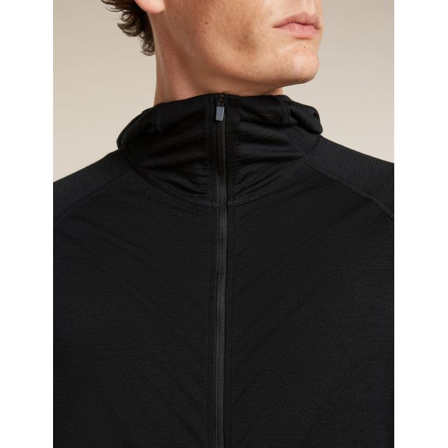 Hanorac Merino Icebreaker 150 Ace Zip Hoodie UPF - negru Black
