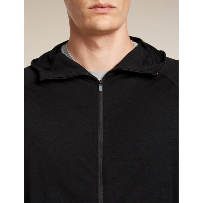 Hanorac Merino Icebreaker 150 Ace Zip Hoodie UPF - negru Black