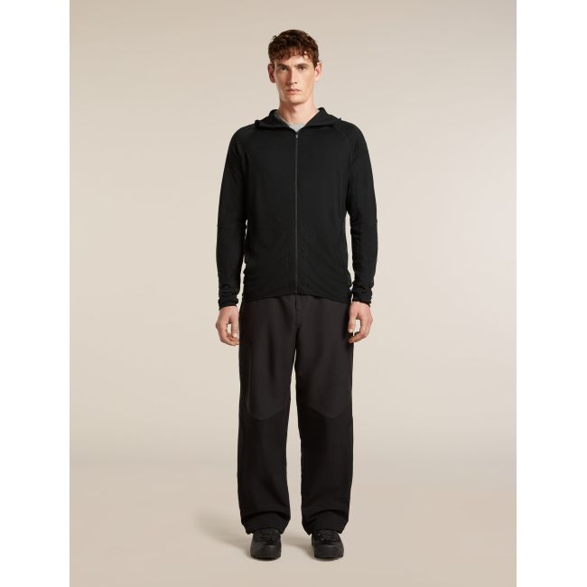 Hanorac Merino Icebreaker 150 Ace Zip Hoodie UPF - negru Black