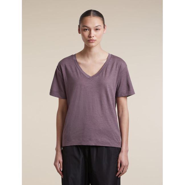 Tricou Merino Icebreaker 150 Tech Lite V Neck - gri Grey Plum