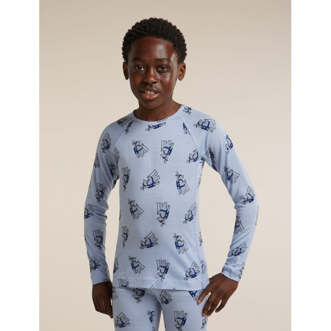 Bluza de corp Merino Icebreaker 200 Oasis Bear Tour - albastru Zinc/Aop