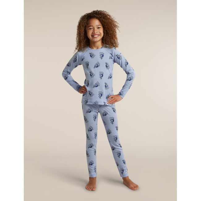 Bluza de corp Merino Icebreaker 200 Oasis Bear Tour - albastru Zinc/Aop