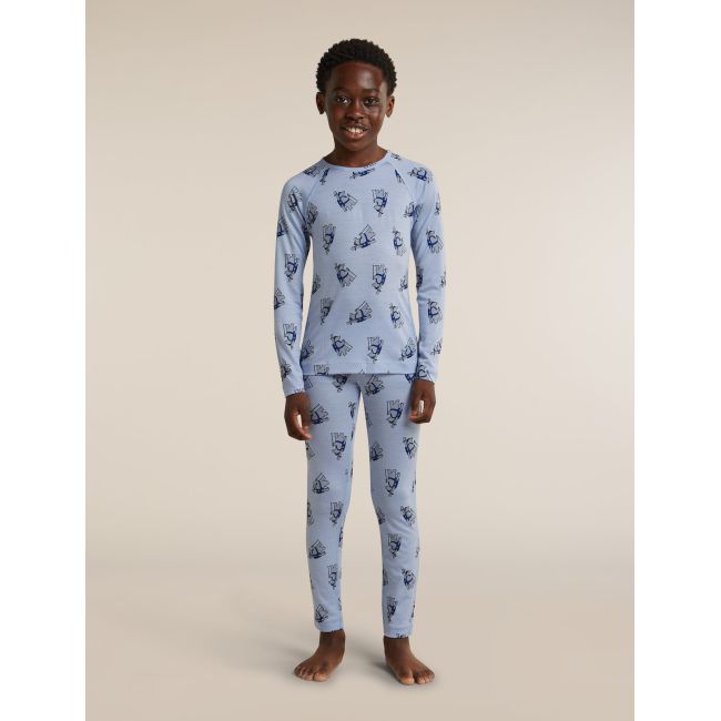 Bluza de corp Merino Icebreaker 200 Oasis Bear Tour - albastru Zinc/Aop