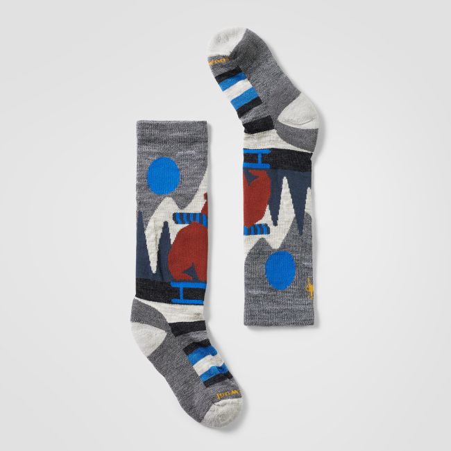 Șosete Merino schi copii Smartwool Sleigh Bear - gri Medium Gray | Over-the-Calf | Light Cushion