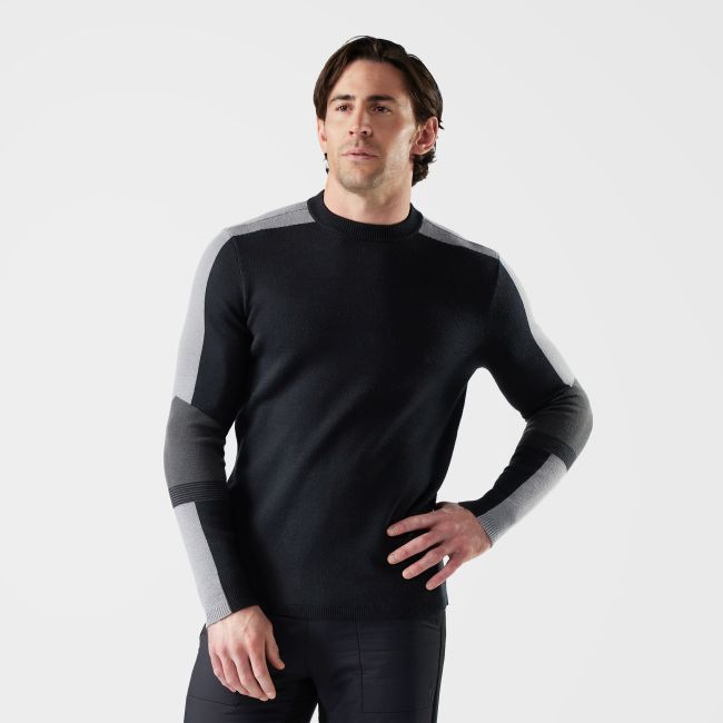 Pulover Merino Smartwool Alpine Crew - negru | strat termic, mărime XL