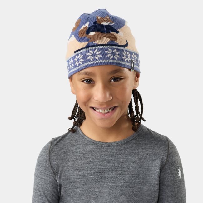 Căciulă Merino copii Smartwool Reversible Art Beanie - Nightfall Blue