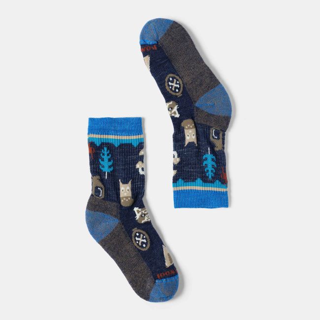 Șosete Merino hiking Smartwool Hike Critter Cache - bleumarin Deep Navy | Crew | Light Cushion