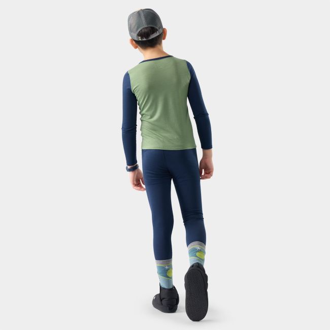 Base layer Merino Smartwool Classic Blend Crew copii - verde Green Tea