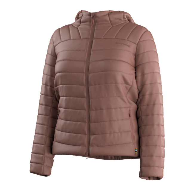 Geacă cu glugă Smartwool Winterloft Hooded - maro Mocha | puf & Merino, mărime M