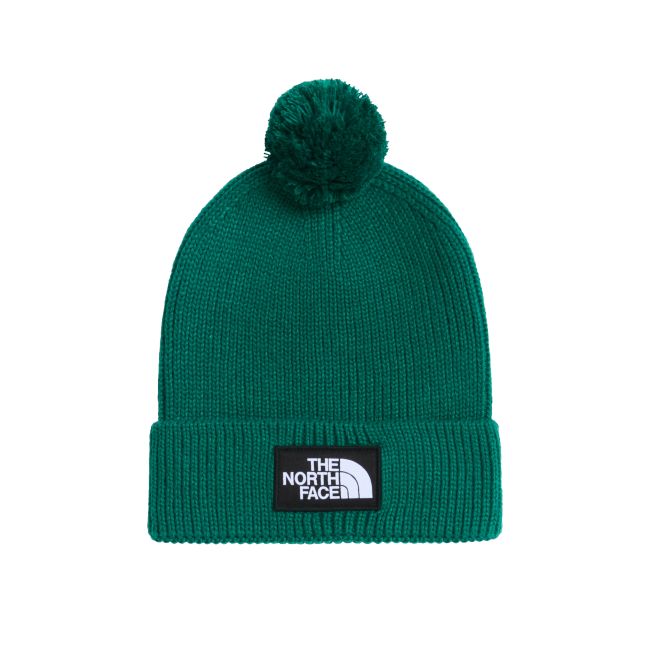 Căciulă cu pompon The North Face Logo Box Pom - verde Evergreen | pompon detașabil