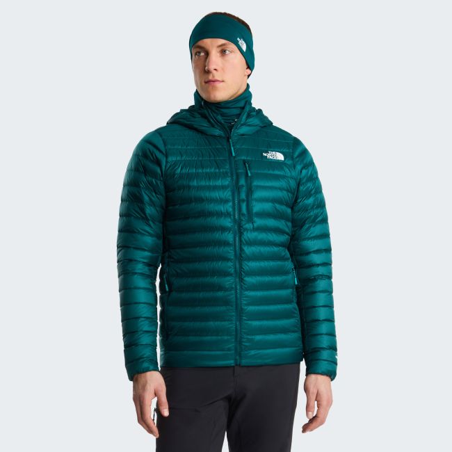 Geacă de puf The North Face Bettaforca LT Down Hoodie pentru bărbați - verde petrol Pacific Teal | Restorative Teal | Windwall, nailon reciclat
