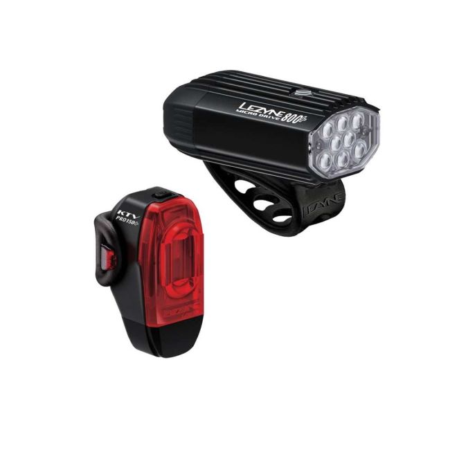 Set lumini Lezyne Micro Drive 800+ / KTV Drive Pro+ Pair - Negru Satinat / Negru
