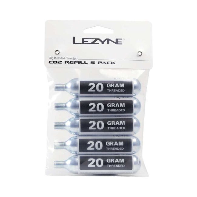 Cartușe CO2 Lezyne 20g - pachet 5 bucăți - argintiu