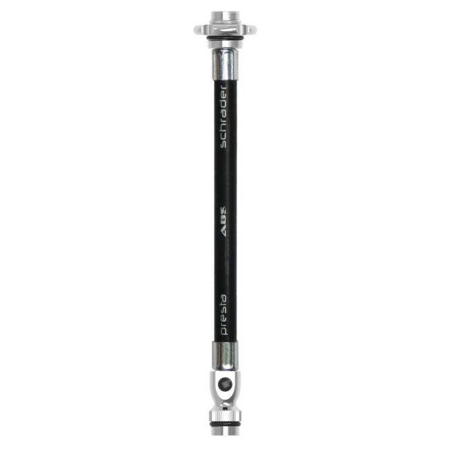 Furtun pompă de mână Lezyne ABS Flex Hose with Valve Core Tool - negru/argintiu