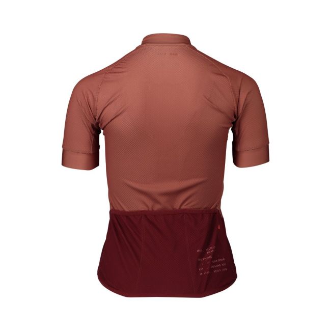 Tricou ciclism șosea POC Essential Road Logo Jersey W - Himalayan Salt/Garnet Red