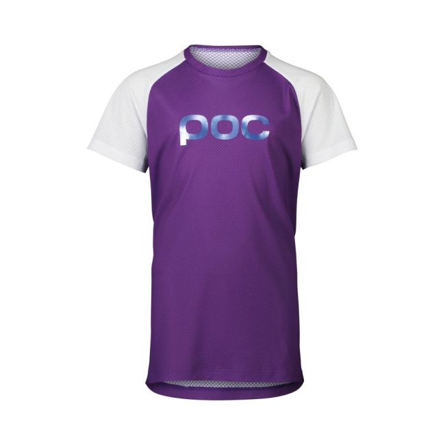 Tricou ciclism copii POC Essential MTB Tee - Sapphire Purple / Hydrogen White