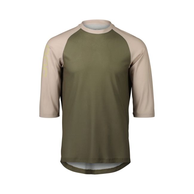 Tricou ciclism MTB POC MTB Pure 3/4 Jersey - Epidote Green/Light Sandstone Beige