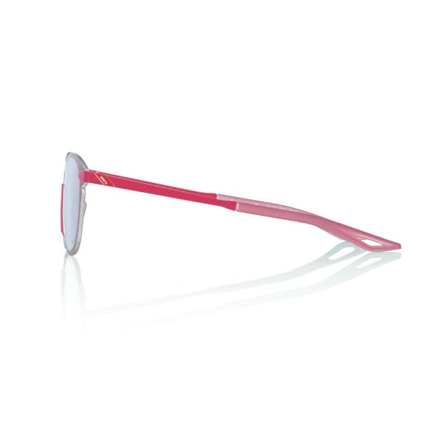 Ochelari de soare 100% Legere Round - Soft Tact Crimson / HiPER Silver Mirror Lens