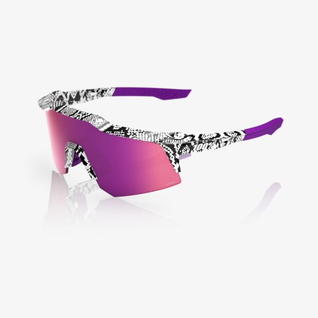 Ochelari ciclism 100% Speedcraft XS LE Elly 3 - Gloss White / HiPER Dark Purple Mirror Lens