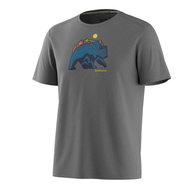 Tricou Merino sport Smartwool Bear Strata Active - gri deschis Light Gray Heather | grafic urs