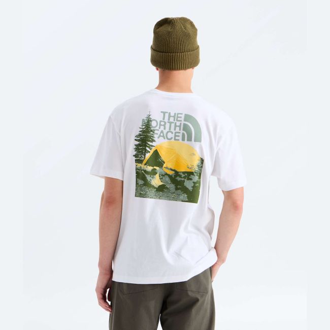 Tricou The North Face Pitch A Tent Relaxed pentru bărbați - alb White | bumbac 100%
