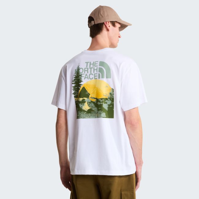 Tricou The North Face Pitch A Tent Relaxed pentru bărbați - alb White | bumbac 100%