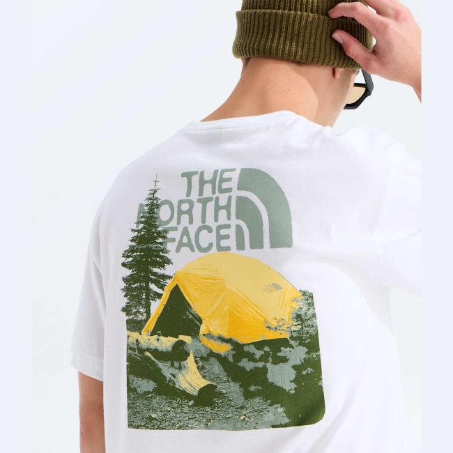 Tricou The North Face Pitch A Tent Relaxed pentru bărbați - alb White | bumbac 100%