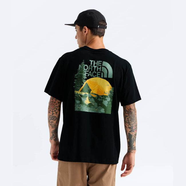 Tricou The North Face Pitch A Tent Relaxed pentru bărbați - negru Black | bumbac 100%
