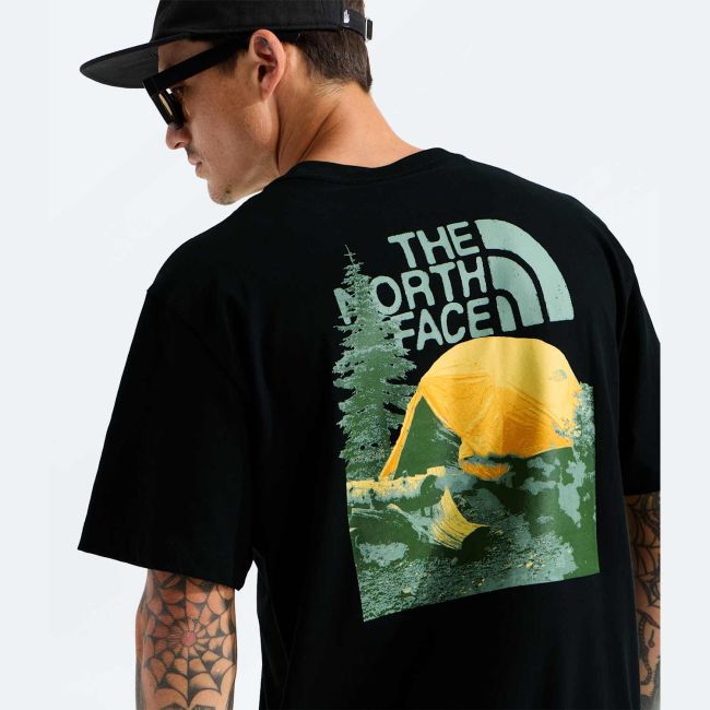 Tricou The North Face Pitch A Tent Relaxed pentru bărbați - negru Black | bumbac 100%