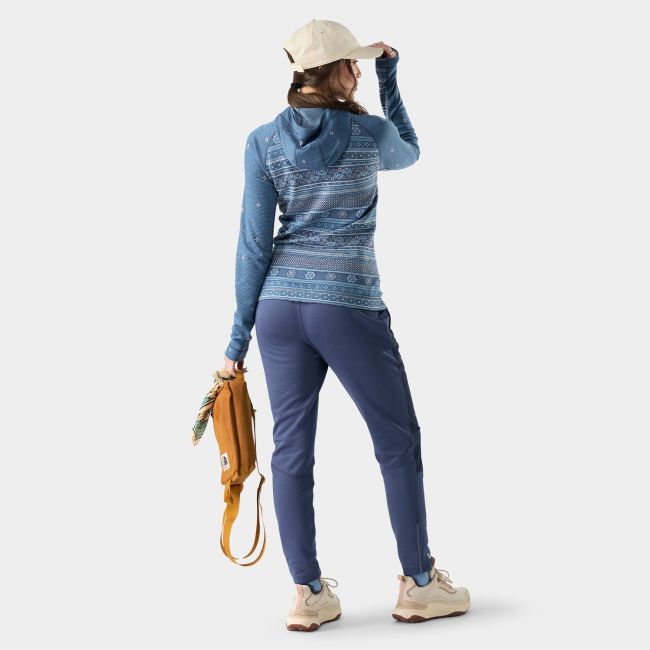 Hanorac de corp Smartwool Classic Thermal Merino Base Layer 1/2 Zip Hoodie - damă - Nightfall Fair Isle Fun