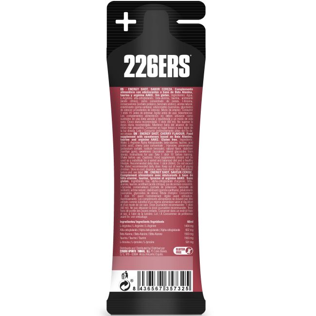 Shot energizant 226ers Energy Shot Stick 60ml - cireșe Zero, fără cofeină - bax 24 buc