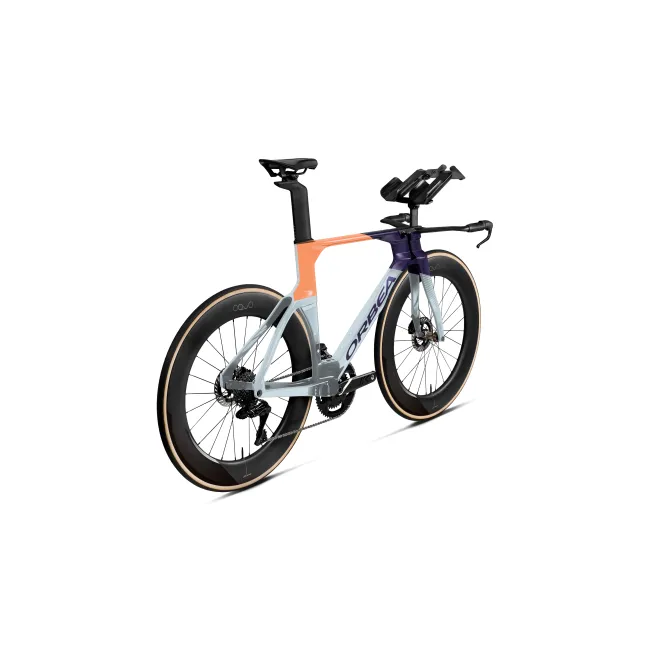Orbea ORDU OMX (2027) - cadru șosea triatlon - Halo Silver - Tanzanite C. View - Orange Cloud (Gloss)