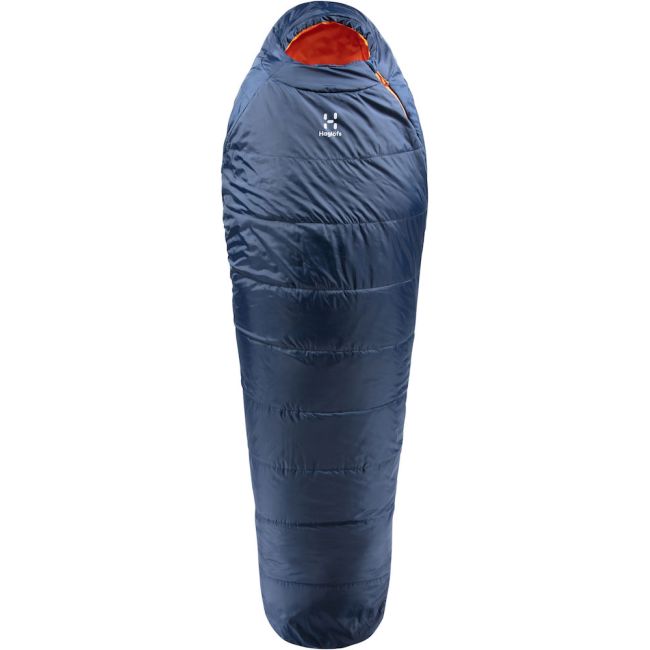 Haglöfs Tarius -5 – Sac de dormit sintetic, mumie, 190 cm - Albastru închis Midnight blue/Tangerine